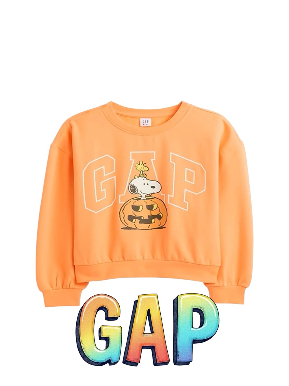 GAP Orange Peanuts Snoopy Pumpkin Crewneck Sweatshirt